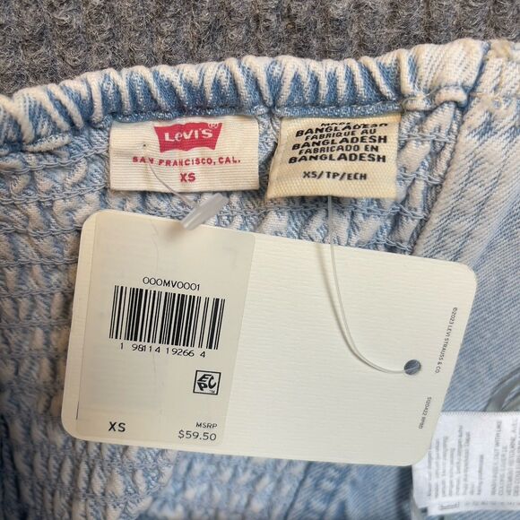 Levi’s Womens XS Button Down Denim Slim Fit Halter Top Janeesah Light Wash NEW - Picture 8 of 12